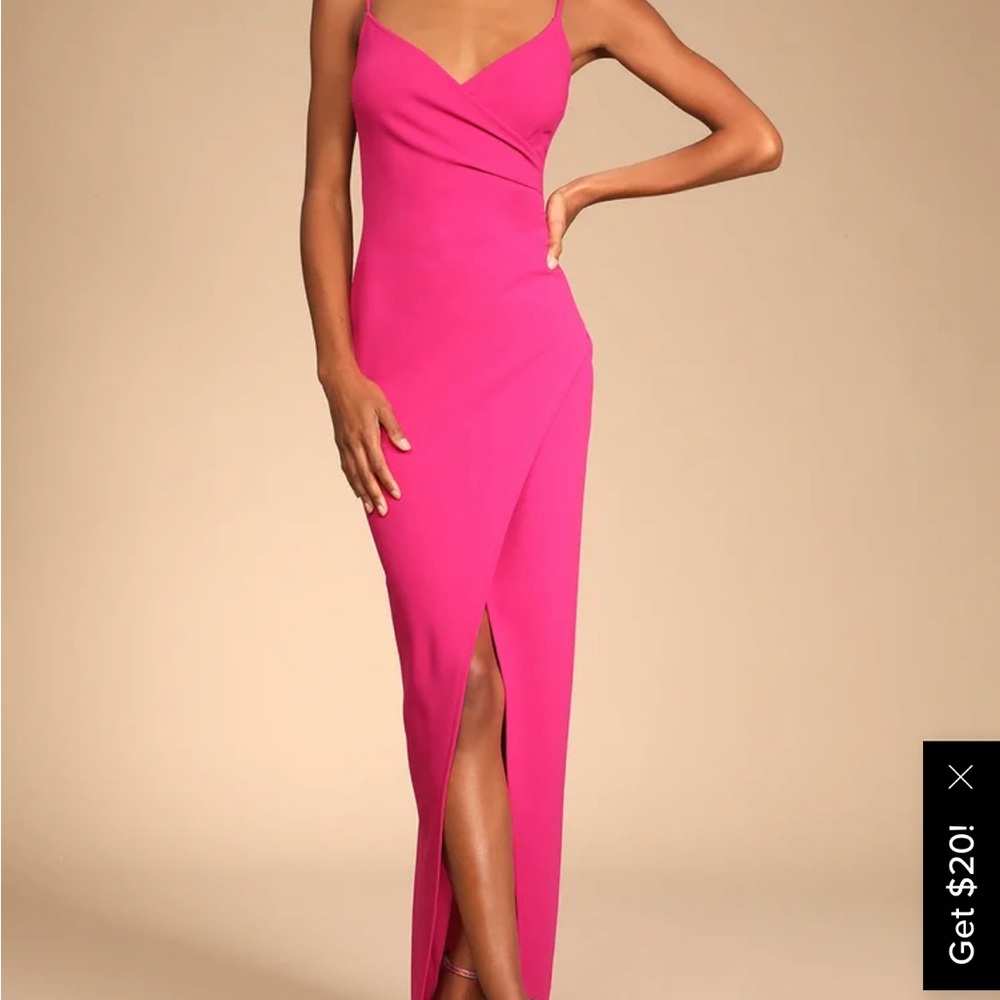 Sweetest Admirer Magenta Ruched Surplice Maxi Dress